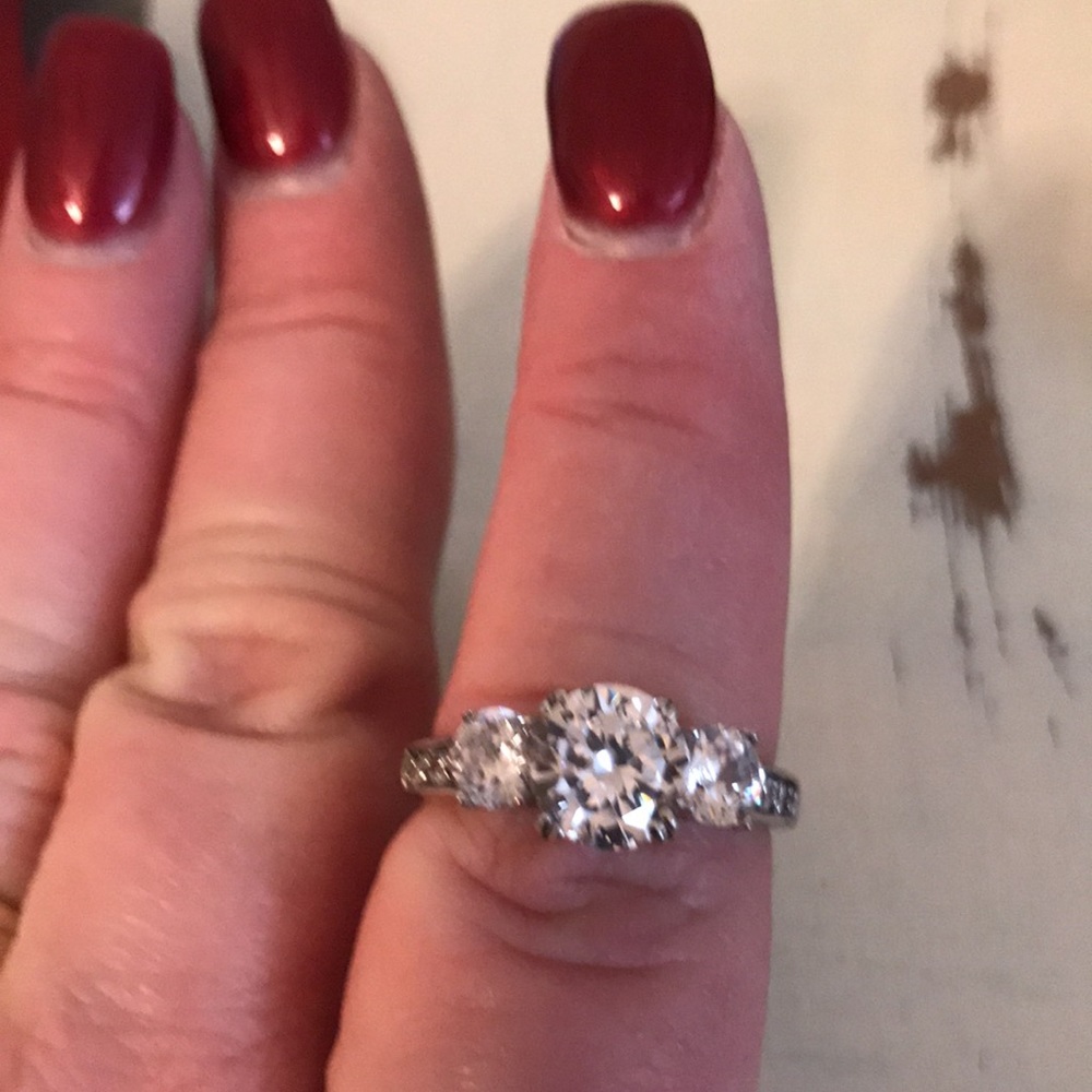 Sterling three CZ stone ring, size 9, new with tag